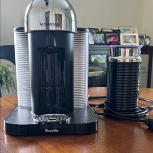 Breville Nespresso Machine with Silver and Black Finish